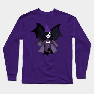 Halloween Bat Witch Purple Long Sleeve T-Shirt